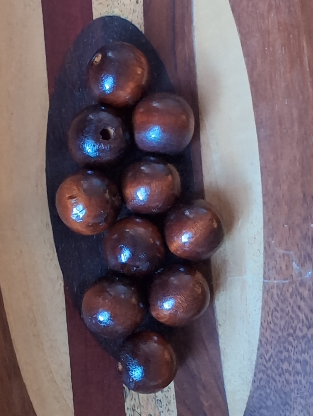Vintage Large Round Wood Beads 22.3mm Dark Walnut Espresso Spacer Beads